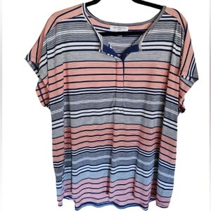 Liz Claiborne Red/White/Blue Striped Top